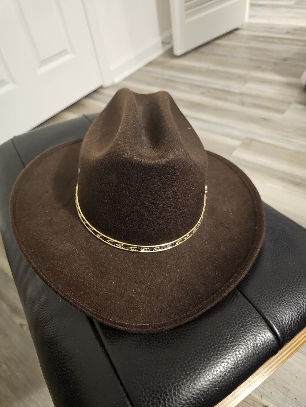 Kids Classic Brown Felt Cowboy Hat with Gold Accent